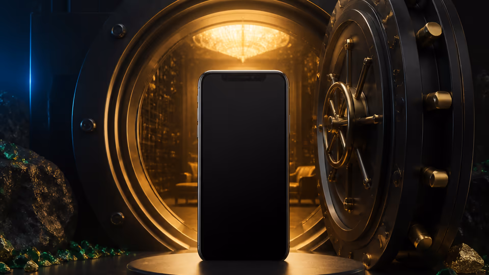 Tresor und Smartphone für Kontozugang